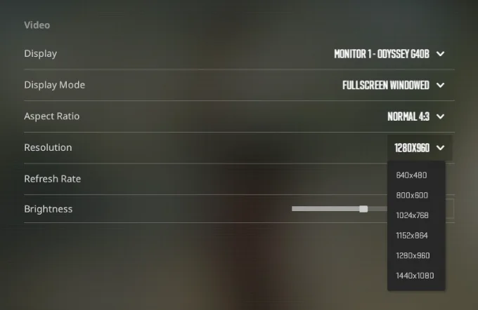 Configuración de resolución en un videojuego